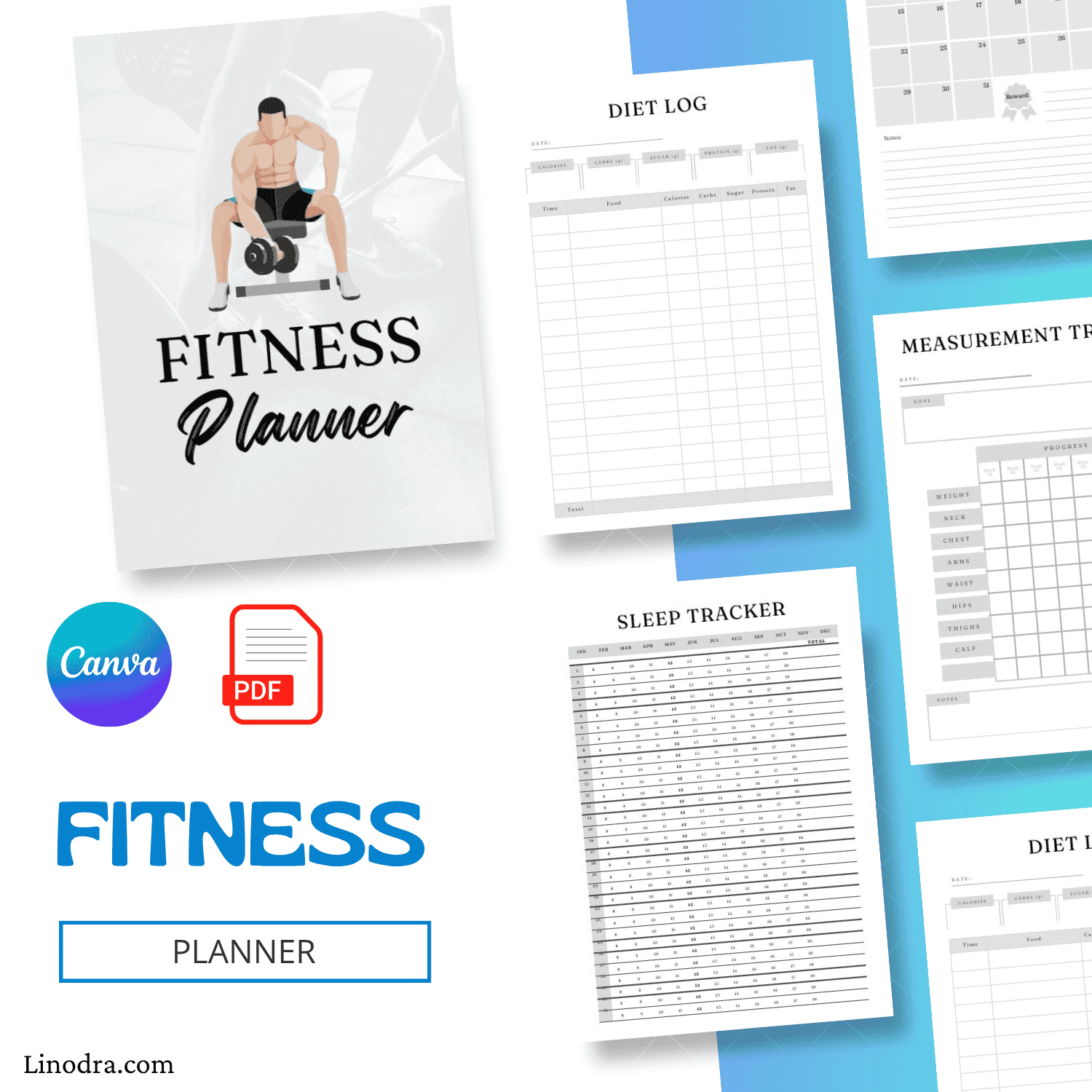 Ultimate Fitness Planner – 39 Pages Printable & Editable Workout, Meal & Wellness Tracker (PDF + Canva) 1 Fitness Planner