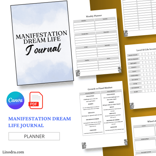 Manifestation journal for visualizing and achieving dream life goals